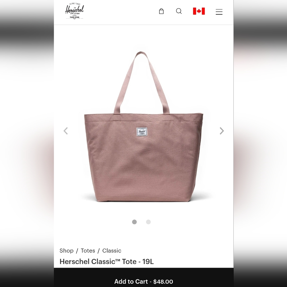 Herschel Supply Company Dusty Rose Tote
